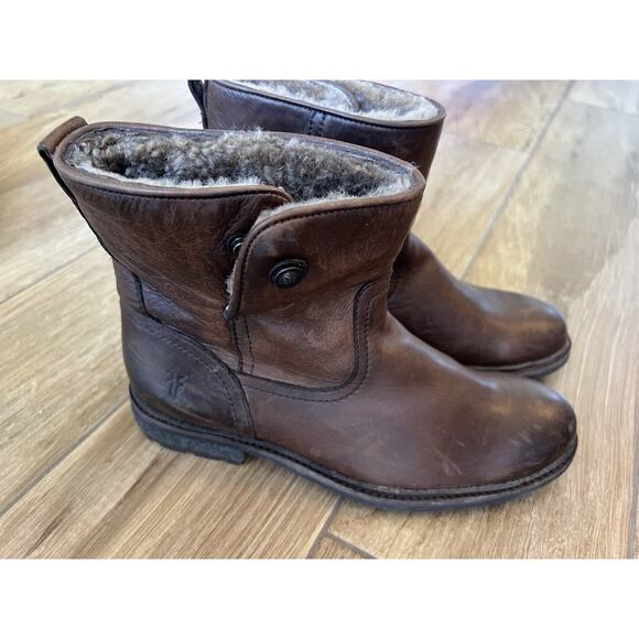 Womens Frye Celia Shearling Short Boots Charcoal 76747 Leather Winter 6.5 B - Picture 11 of 11